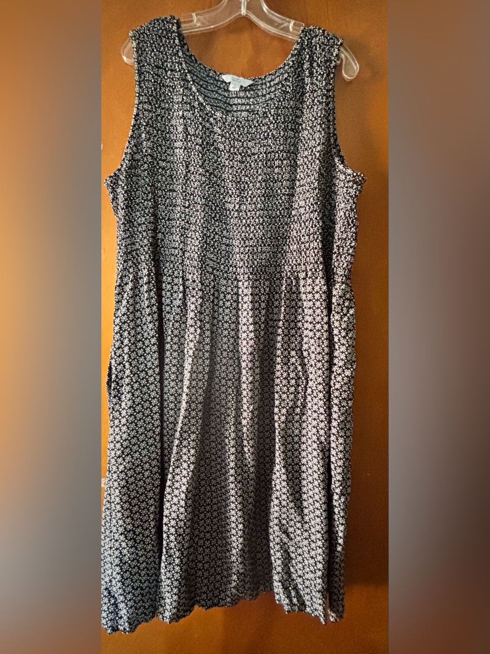 croft & barrow Black and White Sleeveless Floral A-Line Dress